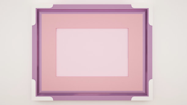 空粉红紫罗兰框架-艺术品的装饰-可爱的装饰框架的艺术品设计-秋季艺术品- 3D渲染图片下载