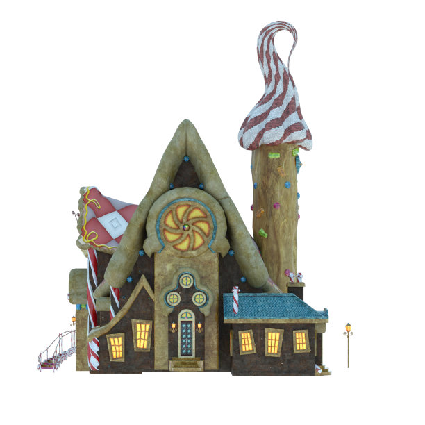 姜饼屋孤立在白色，3d渲染。图片下载