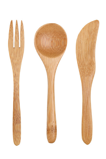 天然木勺和木叉图片下载