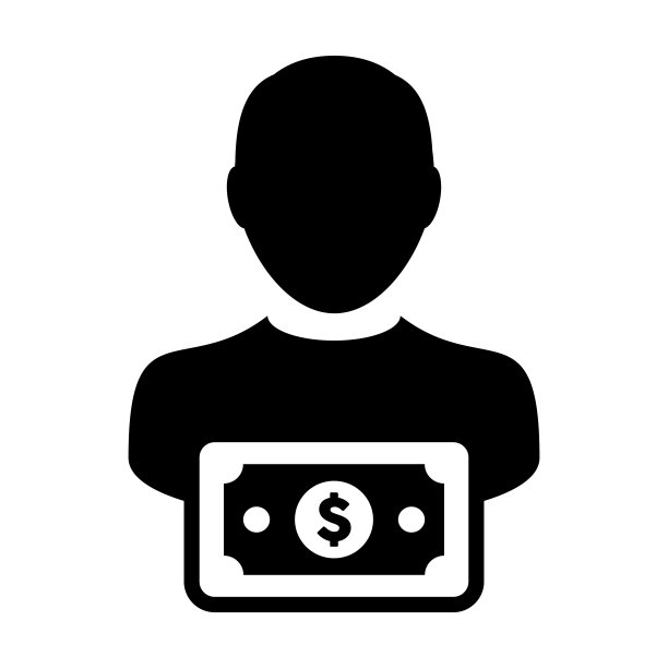 货币图标矢量男性用户个人资料头像与美元货币符号银行和金融业务在平色字形象形文字图片下载
