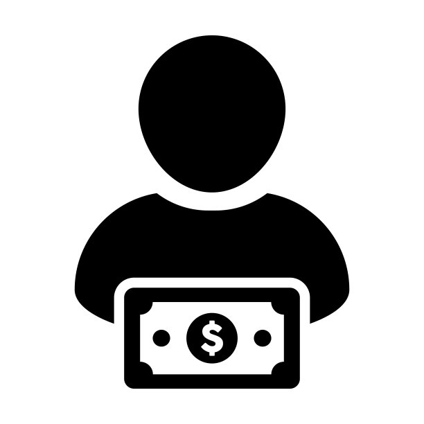 贷款图标矢量男性用户个人资料头像与美元符号货币货币符号银行和金融业务在单色象形文字象形图片下载