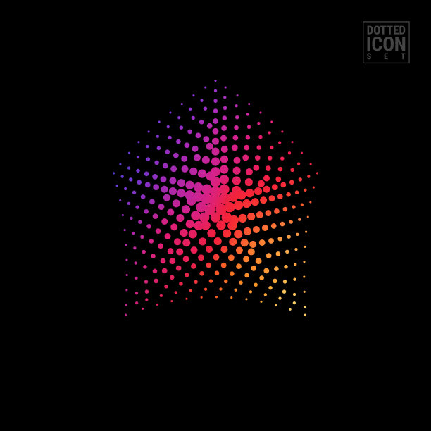 半色调矢量向上箭头隔离在黑色背景。现代明亮梯度扭曲螺旋半色调增长箭头图片下载