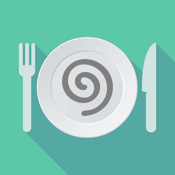 带有螺旋形的长影餐具图片下载