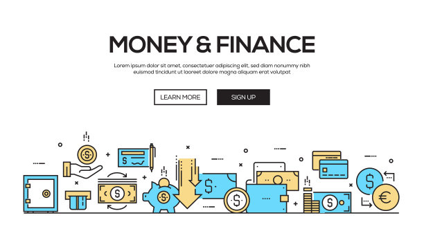 货币与金融平线网页横幅设计图片下载