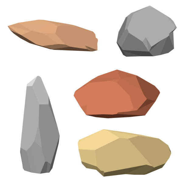多边形的石头。孤立在白色背景上。3 d矢量插图。图片下载