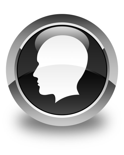 头男人的脸图标有光泽的黑色圆形按钮图片下载