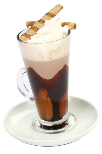 咖啡加冰、奶油和巧克力图片下载