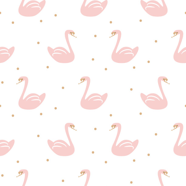 天鹅粉色可爱宝宝简单无缝矢量图案图片下载