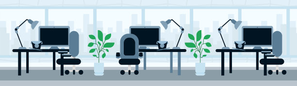 办公室办公桌午餐休息亚洲食物概念模板设计工作和动画横幅扁平化图片下载