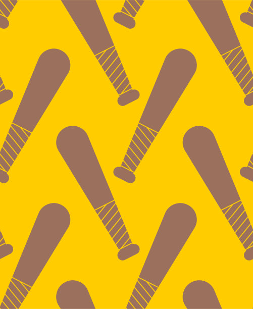 无缝棒球棒图案：运动背景矢量插画图片下载