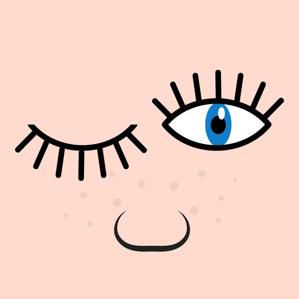 眼睛涂鸦和鼻子手绘。睁开眼睛，眨眼。股票矢量图图片下载