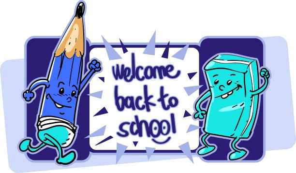 欢迎回到学校卡通风格矢量插图图片下载