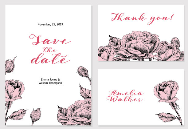 复古雕刻鲜花贺卡。图片下载