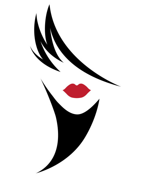 女性短发造型的图标，标志着女性的白色背景图片下载