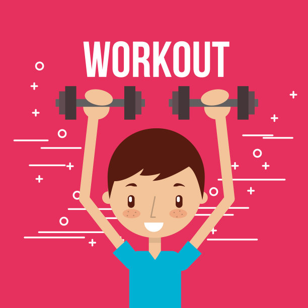 可爱的男孩训练用哑铃健身图片下载