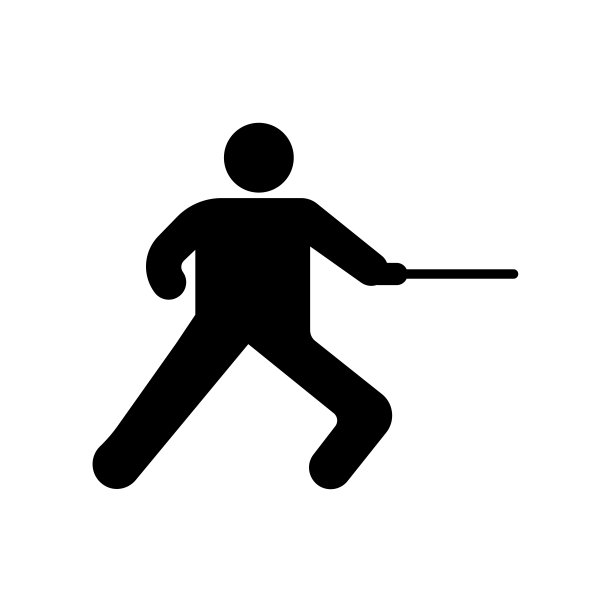 男子练习击剑图标孤立在白色背景图片下载