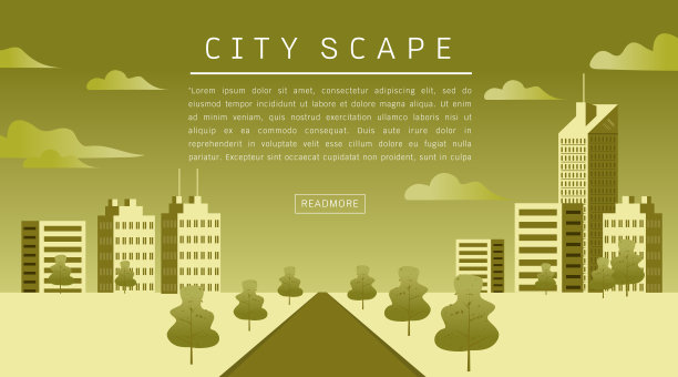 城市景观矢量平面插图图片下载