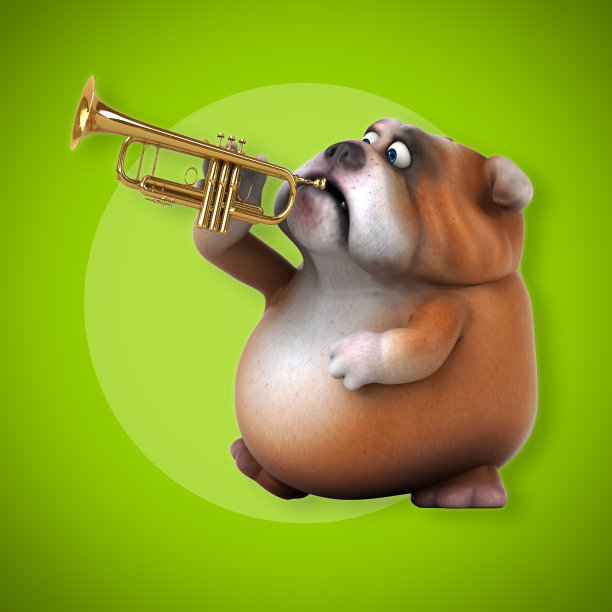 有趣的斗牛犬- 3D插图图片下载