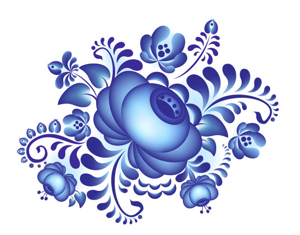 Gzhel风格。矢量元素俄式模式图片下载