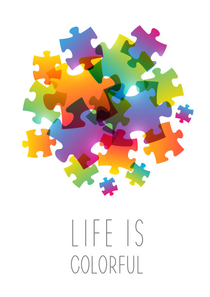 颜色谜题元素孤立在白色上图片下载