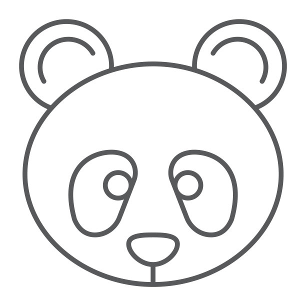 熊猫细线图标，动物园和动物，动物群标志，矢量图形，白色背景上的线性图案，eps 10。图片下载