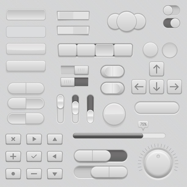 灰色界面按钮和滑块。UI图标的3d集合图片下载