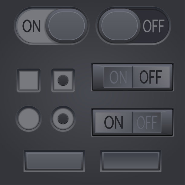 黑色界面按钮。3d图标图片下载
