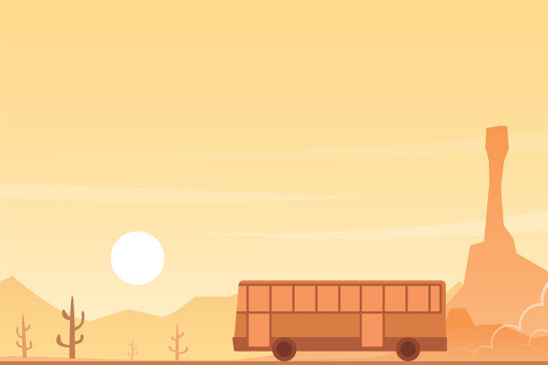 沙漠风景中的巴士图片下载