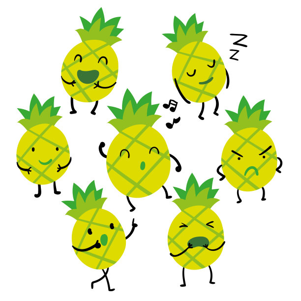菠萝字符向量设计图片下载