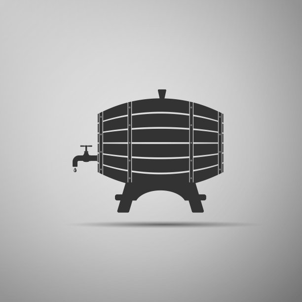 木桶架上的旋塞图标孤立在灰色背景上。平面设计。矢量图图片下载