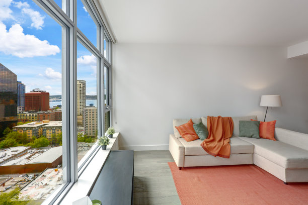 豪华公寓的现代客厅内饰。图片下载