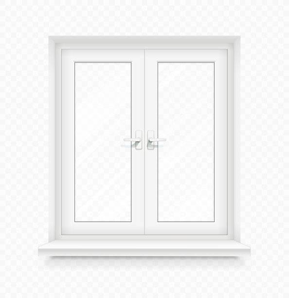 白色经典的带窗台的塑料窗图片下载