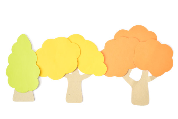 秋天的树木剪纸在白色的背景图片下载