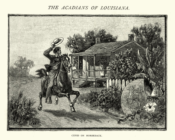 19世纪，年轻的阿卡迪亚人骑马经过他的情人的房子图片下载