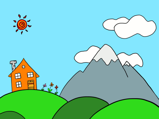 山，云，晴天的太阳图片下载