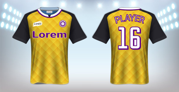 足球球衣和t恤运动模型模板，足球套装制服的图形设计，准备定制标志和名称，轻松改变颜色和字母样式在你的团队(Eps10矢量)图片下载