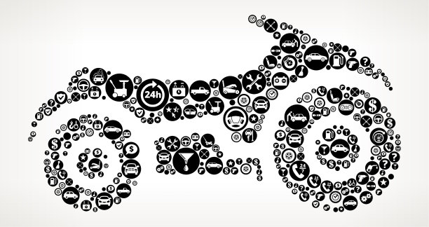 未来的自行车汽车和汽车修理图标背景图片下载