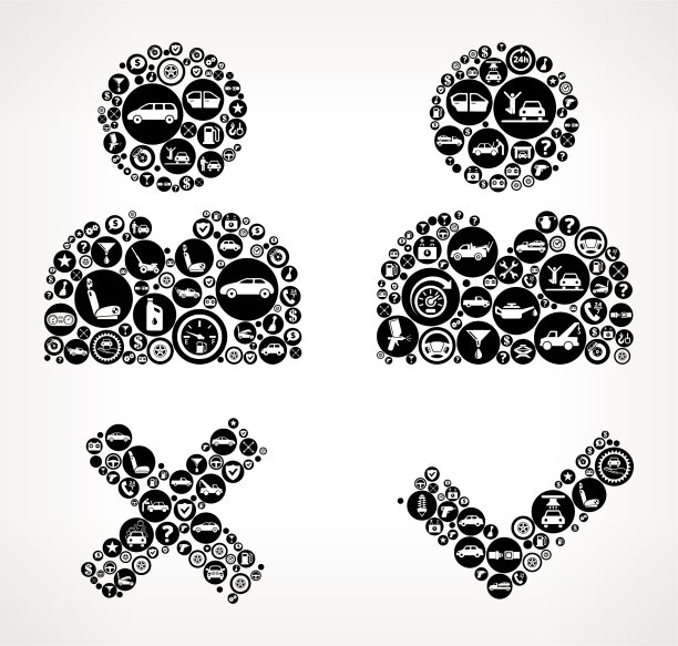 男人批准和拒绝汽车和汽车修理图标背景图片下载