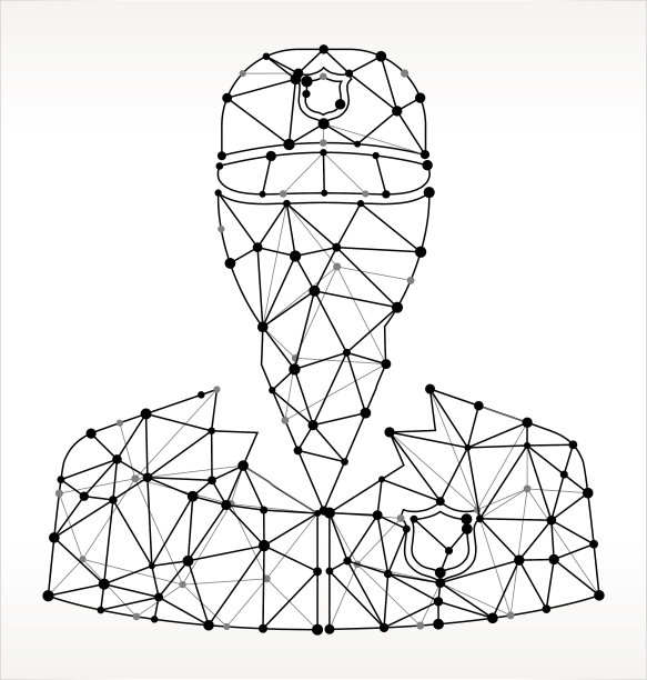 保安三角节点黑白图案图片下载
