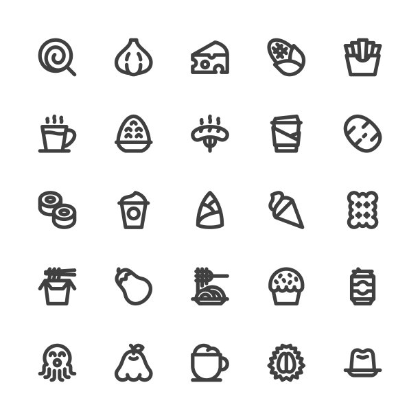 食物和饮料图标集3 -粗线系列图片下载