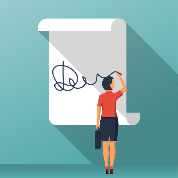 女商人在一张纸上签名。图片下载