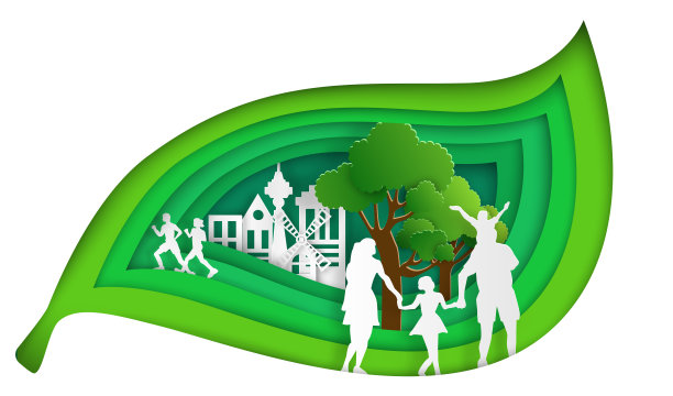 自然的城市景观背景和生态友好的理念。图片下载