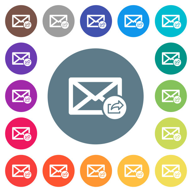导出邮件平面白色图标在圆形的颜色背景图片下载