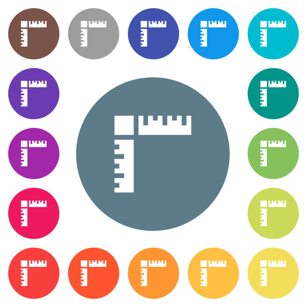 页面标尺在圆形背景上的白色图标图片下载