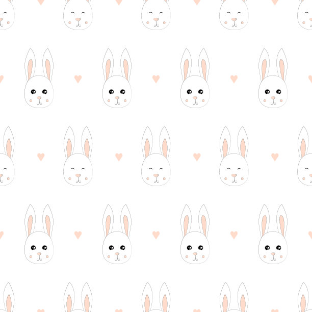 白色兔子无缝矢量图案。向量的背景图片下载