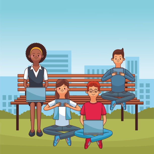 人们在公园里使用科技图片下载