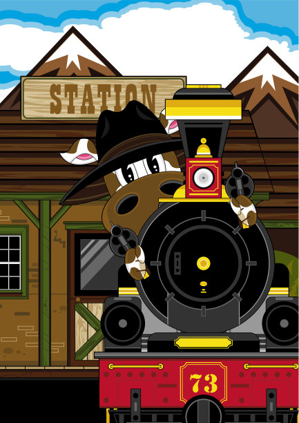 卡通牛郎和火车图片下载