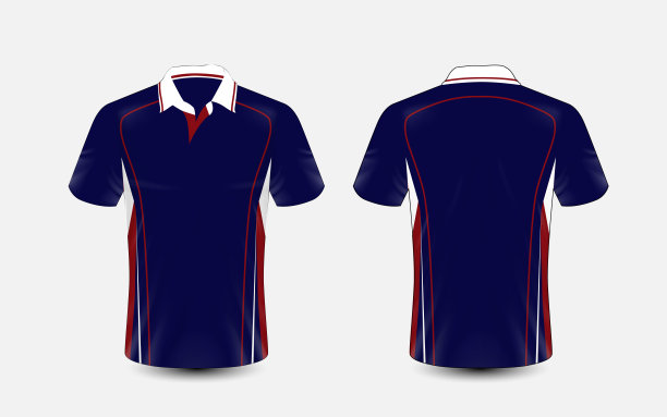 蓝色，白色和红色布局电子竞技t恤设计模板图片下载