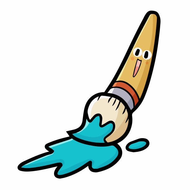 可爱的毛笔画着，笑着图片下载