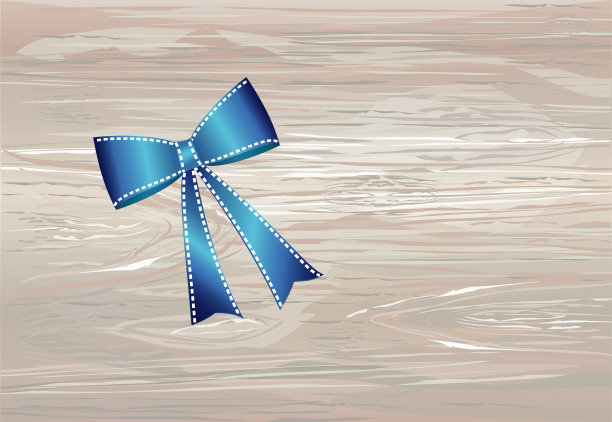 蓝色的蝴蝶结。矢量孤立在木制背景。为了假日或聚会图片下载